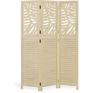 Homestyle4u Paravent, Beige, Holz, 120x170x2 cm, Wohnzimmer, Raumteiler & Paravents, Paravents