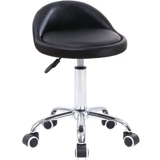 KKTONER Rollhocker Kunstleder Schwarz