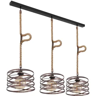 GLOBO Hanfseil Pendelleuchte 3-flg. 28 cm braun Metall