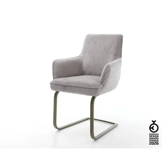 DELIFE Polsterstuhl Heira-Flex, mit Armlehnen Freischwinger flach Effektfinish Titan Cord Silbergrau T grau|silberfarben