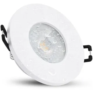 linovum LED Außen-Deckenleuchte ISAWO LED Einbauleuchte flach IP65 matt weiß mit LED 4W warmweiß, Warmweiß weiß