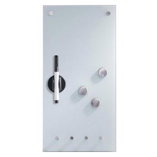 Zeller Glas-Magnettafel 11610, Memoboard, 40 x 20 cm, mit 4 Schlüsselhaken, weiß