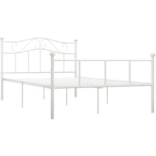 vidaXL Bettgestell Bett Metallbett Schlafzimmerbett Doppelbett Bettrahmen Schlafzimmermöbel Ehebett Lattenrost Weiß Metall 140x200cm