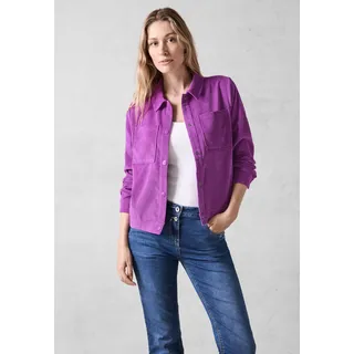Cordjacke CECIL, Damen, Gr. XL (44), lila (iced violet), Cord, 90% Polyester, 8% Polyamid, 2% Elasthan, unifarben, normal normal, V-Ausschnitt, Bündchen, Jacken, mit Brusttasche