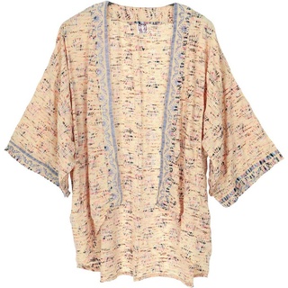 Guru-Shop Kimono Kurzer Kimono, Boho Kimono, offener Kimono -.., alternative Bekleidung weiß