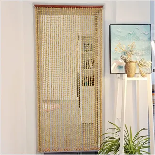 Holzperlen Türvorhang 90 x 210 cm, Natur, für Türöffnung
