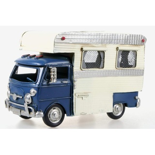 Schick-Design Wohnmobil aus Metall 26 cm mit Spardose Camper Auto Oldtimer Nostalgie Wohnwagen Camping Caravan Sparbüchse (blau)