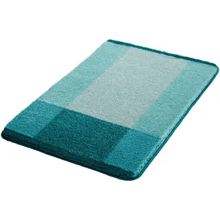 Kleine Wolke Badteppich Bonita, Petrol, Textil, Wellen, 60x90 cm, für Fußbodenheizung geeignet, rutschhemmend, schadstoffgeprüft, Badtextilien, Badematten