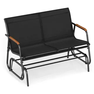 COSTWAY Gartenstuhl, Schaukelstuhl für 2 Personen, bis 300kg belastbar schwarz 115 cm x 84 cm x 74 cm