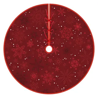 Morbuy Weihnachtsbaumdecke, Weihnachtsbaum Rock Rund, Schneeflocke Weihnachtsbaum Weihnachtsdeko, Rund Christbaumdecke für Neujahr Party Weihnachten Deko (Rot 1,120cm)