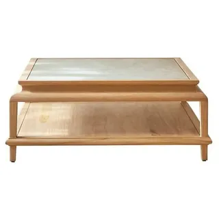 Tikamoon Couchtisch Quadratischer Couchtisch Achille aus Teakholz 104 beige