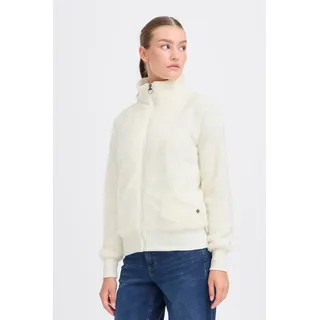 Oxmo OXAnneka Damen Sweatjacke Jacke mit Teddyfutter Stehkragen Reißverschluss Eingrifftaschen Regular fit, Größe:XL, Farbe:Cloud Dancer (114201) - XL