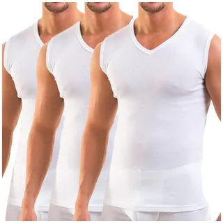 HERMKO Unterhemd 3050 (Pack, 3er) 100 % Bio-Baumwolle Muskelshirt V-Ausschnitt Basic hergestellt in EU weiß D 7 = EU XL