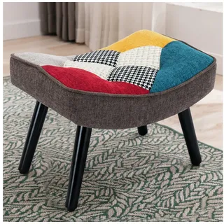 HomeMiYN Sitzhocker Hocker, Patchwork-Sessel, Ohrensessel, Schaukelstuhl braun