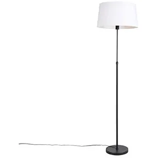 Qazqa Modern Stehleuchte mit Schirm, Stehlampe - Parte Fl - Weiß, Rund, max. 60W, Geeignet für LED, 173cm, Ideal als Flur, Küche lampe, Schlafzimmerlampe und Wohnzimmerlampe