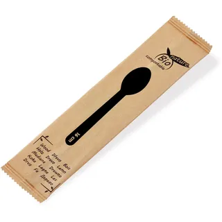 Holzlöffel Löffel aus Holz einzeln hygienisch verpackt 16cm, 100 Stk.