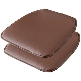 LinFortune Stuhlkissen Leder Küchenstuhlkissen Form Sitzkissen und Esszimmerstuhlpolster 43 x 40 cm rutschfeste Gummirückseite 1/2/4 Packungen (Farbe: Braun 3 Größe: 2er Set)