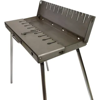 Mangal Holzkohlegrill – Tragbarer Schaschlik Grillkoffer 3mm Stahl für 10 Spieße