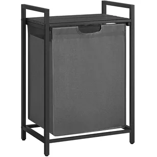 VASAGLE Wäschesammler mit Ablage 50 cm x 33 cm x 72 cm Schwarz-Grau