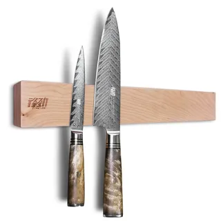 FINDKING 40cm Magnetleiste Messer Holz Ahorn Wandhalter Küche Beige | Magnetische Messerleiste aus Ahornholz, starke Magnete, Wandmontage, Küchen Organizer, platzsparende Messeraufbewahrung