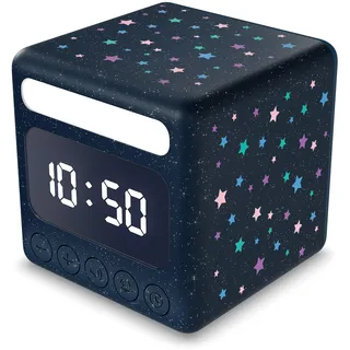 Cander Berlin MND 4010 Q Kinderwecker lautlos Licht Glitzer Sterne Snooze Beleuchtung ohne Ticken LCD- Display Mädchen Kinderzimmer