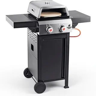 Gasgrill BBQ Grill Grillwagen Edelstahl 2 Brenner Gas Griffläche Pizza LANDMANN