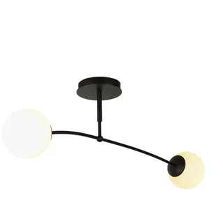 Licht-Erlebnisse Kugel Deckenlampe 2-flammig schwarz, weiß, Glas, Metall