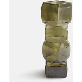 La Redoute Interieurs Vase Cubia Aus Farbigem Rauchglas, Höhe 40 Cm olivgrün