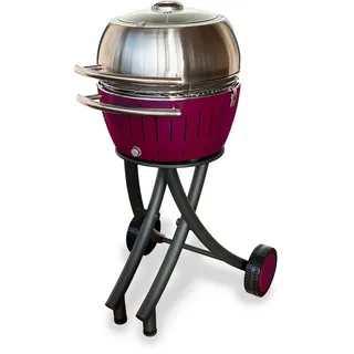 LotusGrill XL Gartengrill Set Pflaumenlila - Grillwagen mit Grillhaube XL aus Ed