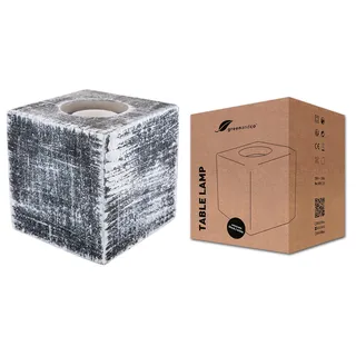 greenandco Tischleuchte Würfel | Beton | schwarz | E27 | Tischlampe mit Schalter und Stecker | 10x10cm