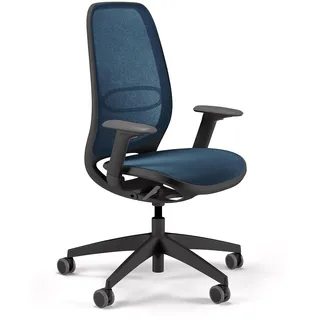 Sedus se:air Ergonomischer Drehstuhl, Bürostuhl, Kunststoff mit Rezyklat-Anteil, 100% Recyclingfähig, Blau,Schwarz, 42-55cm, bis 130kg Belastbar
