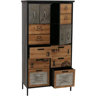 Mendler Apothekerkommode 136 x 73 x 35 cm natur / Silber