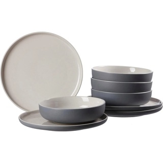 Ritzenhoff & Breker Tafelservice Teller Set, Geschirr-Set Jasper (8-tlg), 4 Personen, Steinzeug, Scandic Style, 8 Teile, für 4 Personen grau