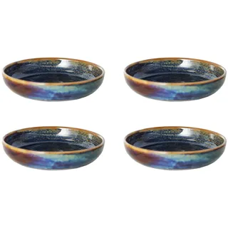 HKliving - Chef Ceramics tiefer Teller, Ø 19,3 cm, rustic blue (4er-Set)