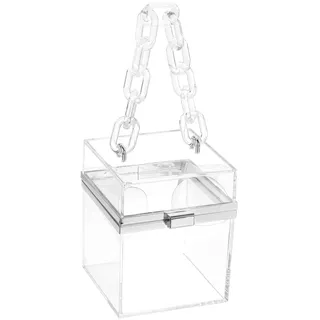 QUARKZMAN Frauen Clear Purse, Acryl Clear Clutch Bag Square Acryl Purses Transparent Crossbody Handtasche für Reisen Büro, Transparent/Silber