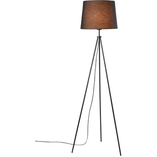 Stehlampe Charles - Lampe Wohnzimmer - Lampe Schlafzimmer - Dreibein - Leselampe - Stehleuchte - aus Metall, Textilschirm - Schwarz - Höhe ca. 146 cm, Schirm Ø 50 cm - zeitloses Design
