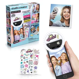Canal Toys Selfie-Ringlicht, Clip-On auf Handy/Laptop/Tablet, 3 Leuchtmodi, personalisierbar mit Aufkleberbögen, ab 8 Jahren