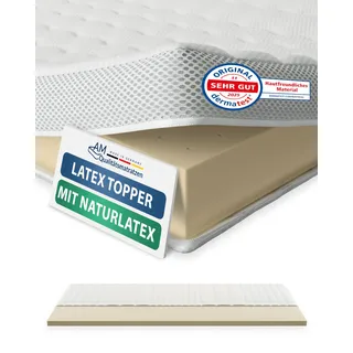 AM Qualitätsmatratzen Premium Latex Topper 80x200cm RG65 - Made in Germany - Atmungsaktiver Naturlatex Topper 80x200-6cm - Matratzenauflage 80x200 mit Lyocell Bezug und Anti-Rutsch Funktion