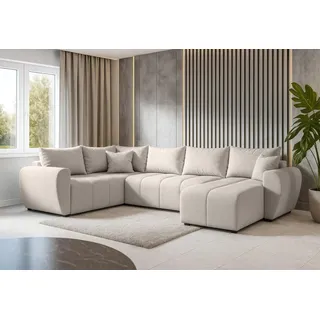 AXLIVING Malatya U XL Wohnlandschaft U Form XXL Ecksofa Beige 303cm L