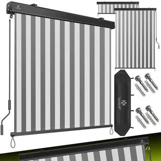 Kesser Senkrechtmarkise Außenrollo 180 x 250 cm Grau/Weiß
