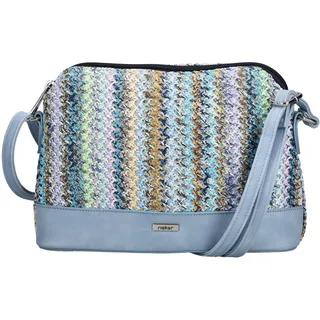 Umhängetasche RIEKER, Damen, Gr. B/H/T: 29cm x 18cm x 8cm, bunt (hellblau multicolor), Lederimitat, Textil, Flechtoptik, Taschen Umhängetasche, Schultertasche, Damen-Tasche mit verstellbarem Umhängeriemen