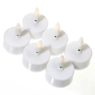 MARELIDA LED Teelichter - flackernde 3D Flamme - inkl. Batterien D: 3,8cm weiß 6er Set