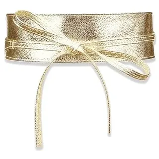 CCAIPU Leder PU Kleid Cinch Gürtel für Damen, Cinch breite Taille Gürtel elastisch dehnbar Mode Gürtel (Gold) - 60