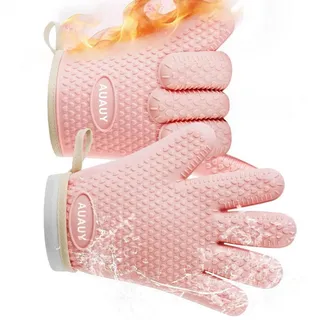 LuxusKollektion Topfhandschuhe Ofenhandschuhe Silikon Hitzebeständig Rosa rosa