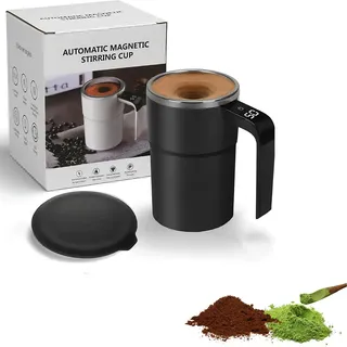 Ohphnt 380ml Intelligente Kaffeetasse Mit Deckel,selbstrührender Magnetischer Kaffeebecher Mit Temperaturanzeige,self-stirring Magnetic Coffee Cup with Temp Display,für Kaffee, Milch-A