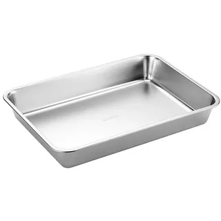 PROREGAL® Grillpfanne Edelstahl Grillschale & Auffangschale, groß 41.5 cm x 6 cm