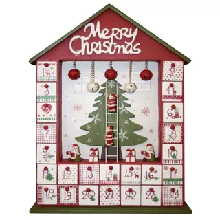 Adventskalender Haus ungefüllt  "Merry Christmas" Holz für Kleinigkeiten Advent