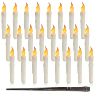 24 Stück Halloween Dekoration Schwebende Kerzen,Floating Candles Schwimmende Kerzen mit Zauberstab Fernbedienung Flackernde Hängende Fliegende Kerzen für Home Kirche Hochzeit Dekor