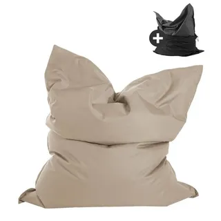 mokebo Sitzsack Der Große (mit Schutzhülle), Bean Bag Outdoor XXL, Bodenkissen, Riesen Sitzkissen in Beige beige