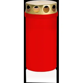 INNA-Glas Grablicht CARMELIA mit Deckel, rot-weiß, 12 cm, Ø6,1 cm, 50h - Trauerlicht